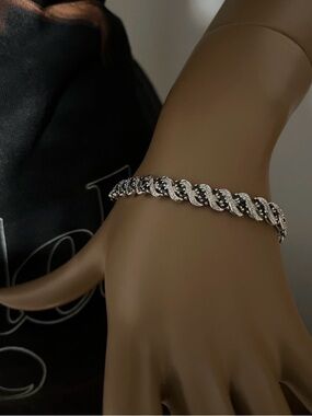 Sterling Silver Genuine Sapphire & Diamond Accent Bracelet